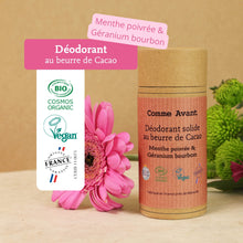 Label déodorant menthe et géranium comme avant