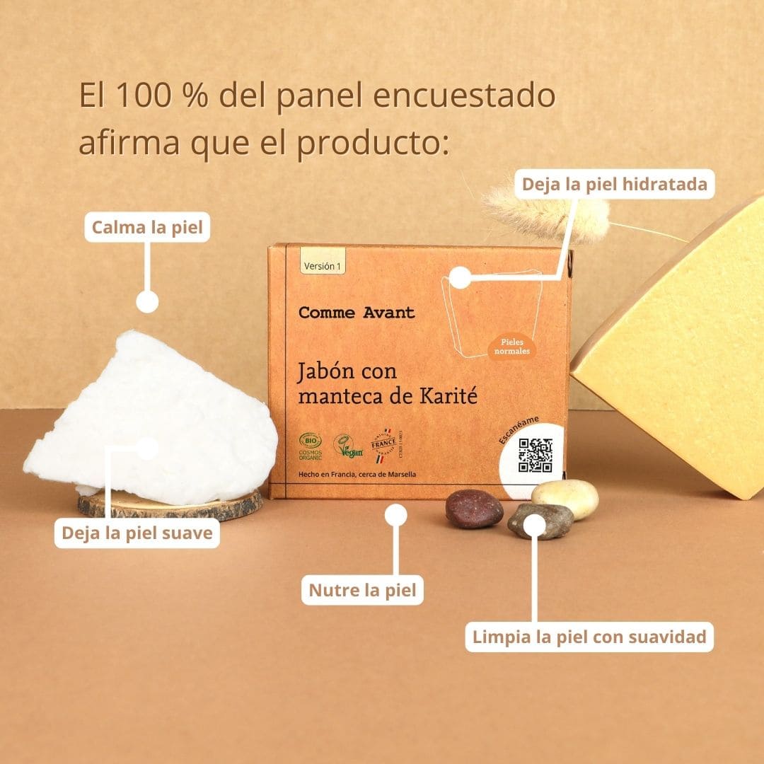 probado por consumidores jabón karité comme avant