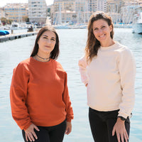 Sweat femme modèle écru et rouille