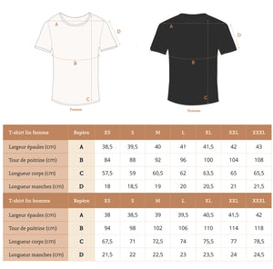 GUIDE DES TAILLES TSHIRT EN LIN COMME AVANT