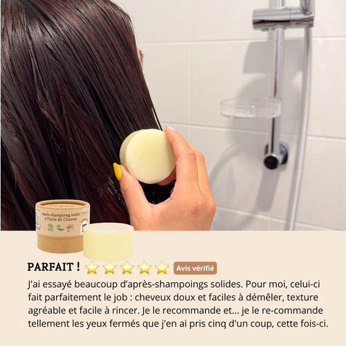 Avis 5 étoiles apres shampoing solide Comme Avant