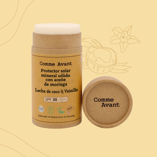Crème solaire SPF30 minérale solide à l'huile de moringa - Version 3