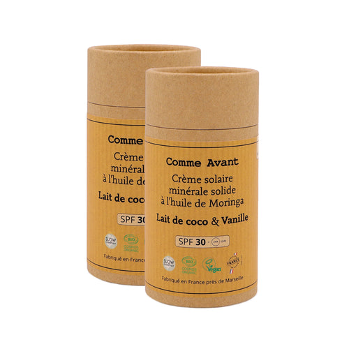 Crème solaire spf30 lait de coco vanille comme avant