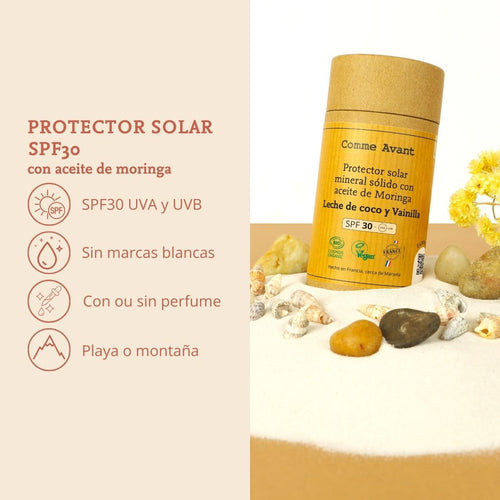 Protector solar mineral solido con aceite de moringa comme avant 