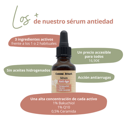 Sérum Antiedad Bakuchiol Q10 Ceramida alta concentracíon Comme Avant