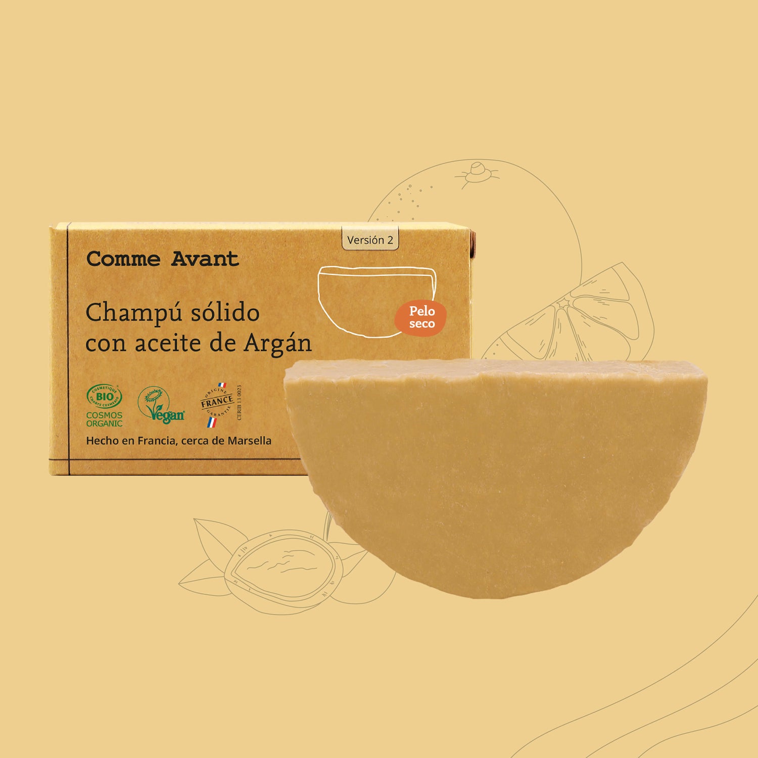 Champú sólido con aceite de Argán pelo seco 