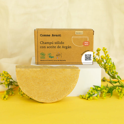 Champú sólido con aceite de Argán natural pelo seco comme avant