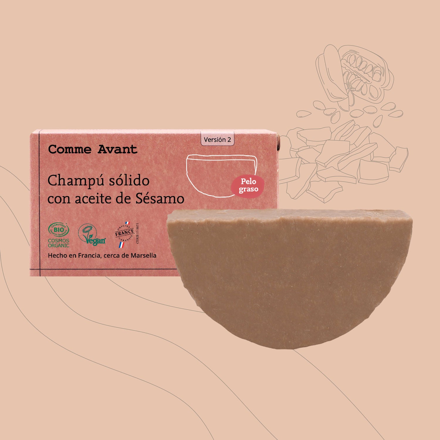 Champú sólido con aceite de Sésamo Pelo graso