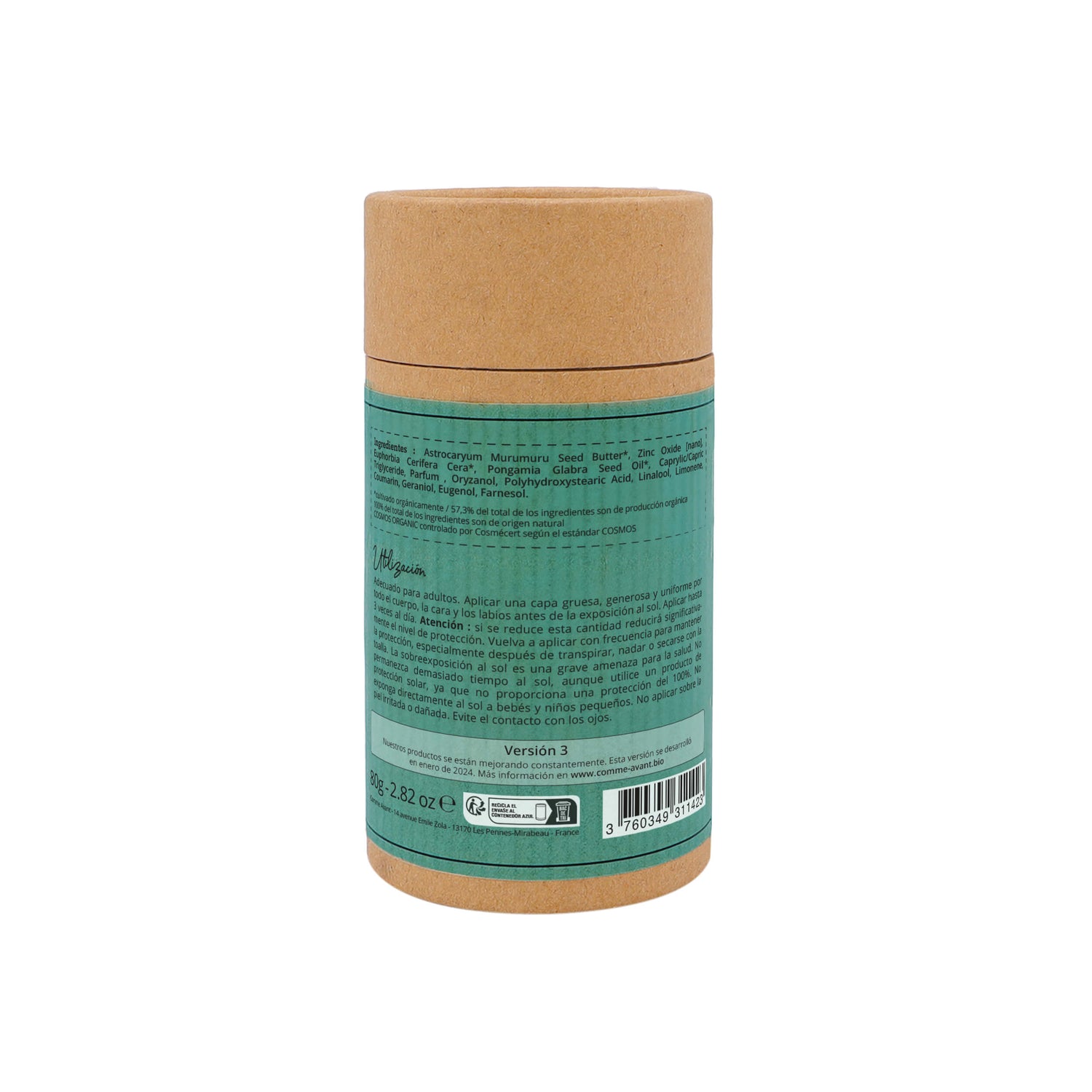Protector solar mineral sólido con aceite de Karanja Monoi y Almizcle SPF50 Comme Avant