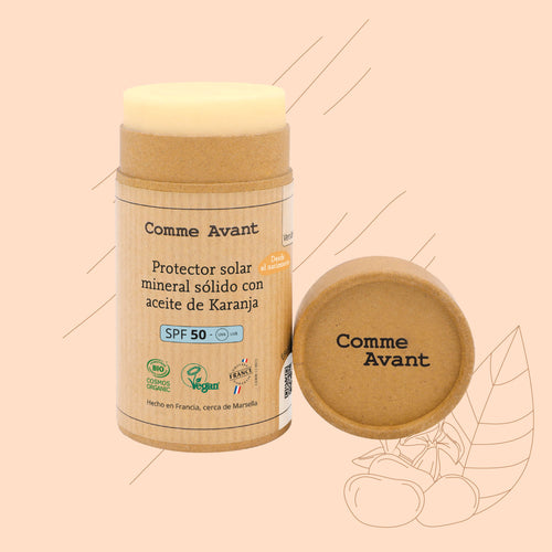 Protector solar mineral sólido SPF50 con aceite de karanja - Versión 3 