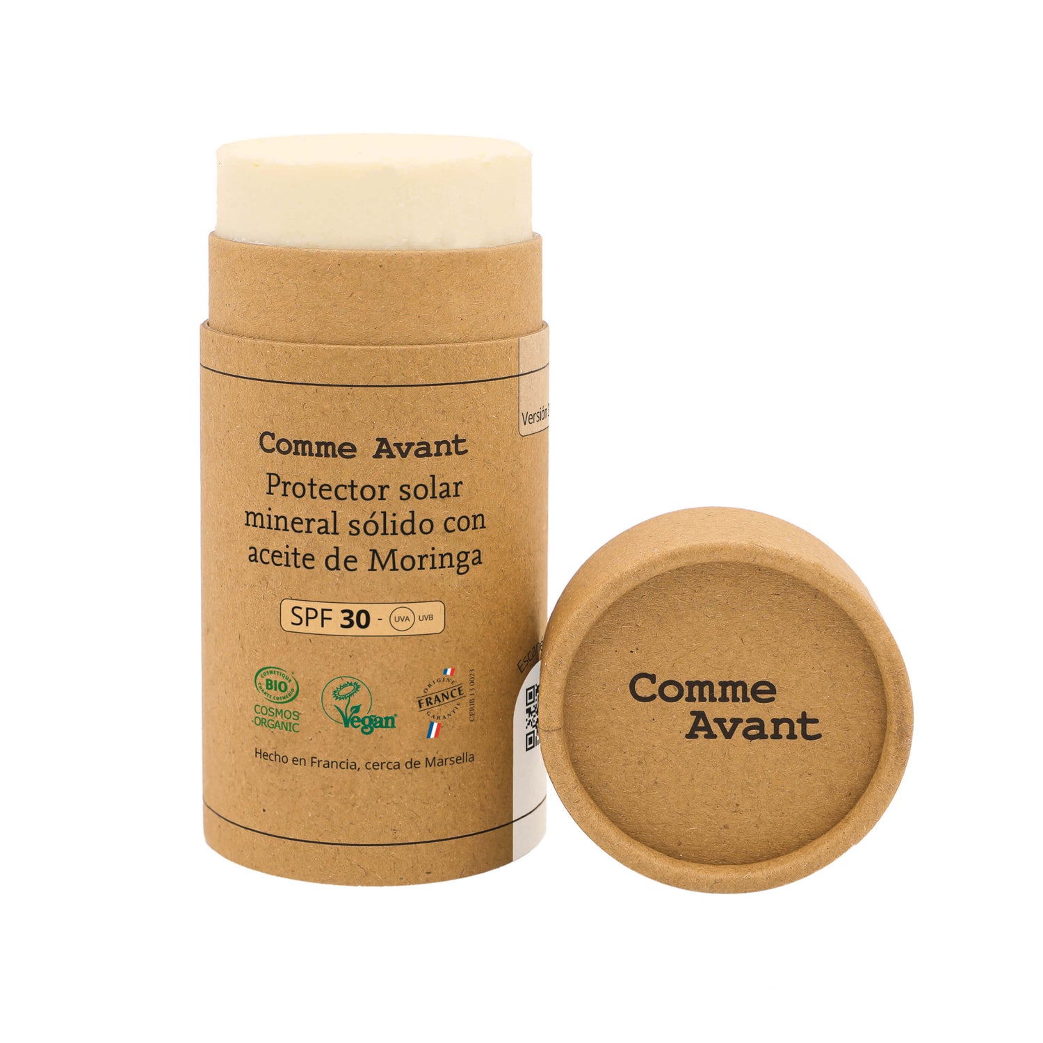 Protector solar mineral sólido con aceite de Moringa SPF30 Comme Avant