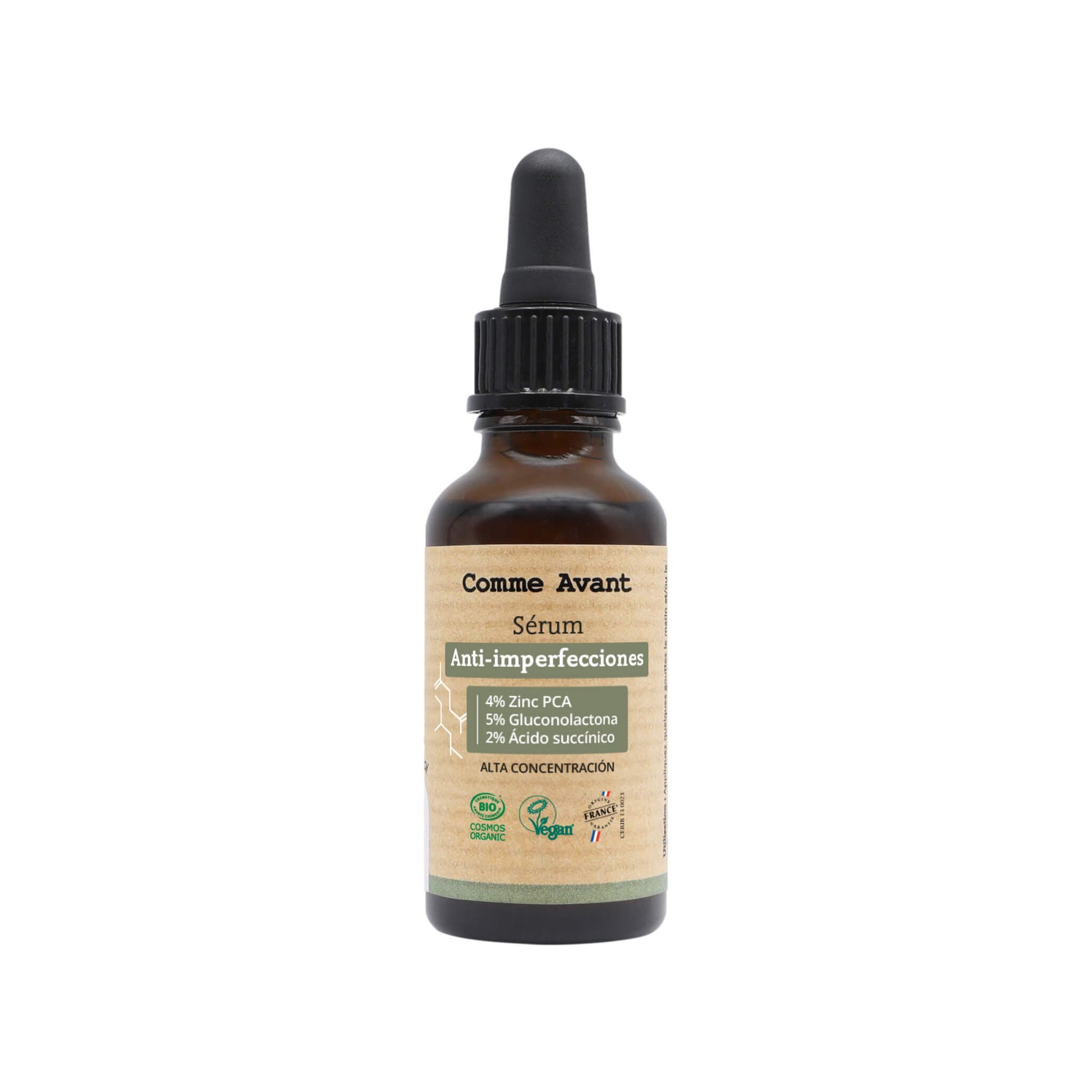 Sérum Anti-imperfecciones Zinc PCA Gluconolactona Ácido succíníco Comme Avant