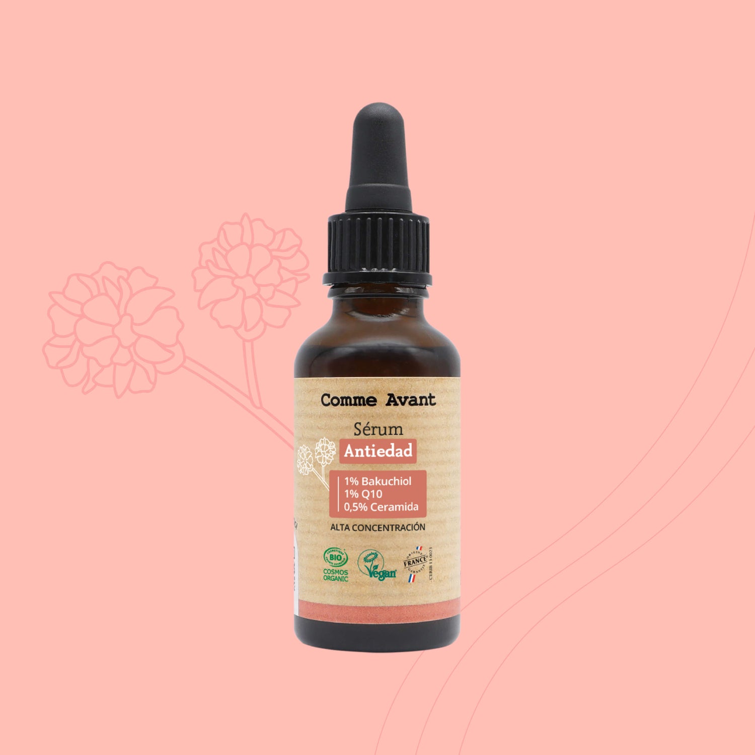 Sérum Antiedad Bakuchiol Q10 Ceramida alta concentracíon Comme Avant