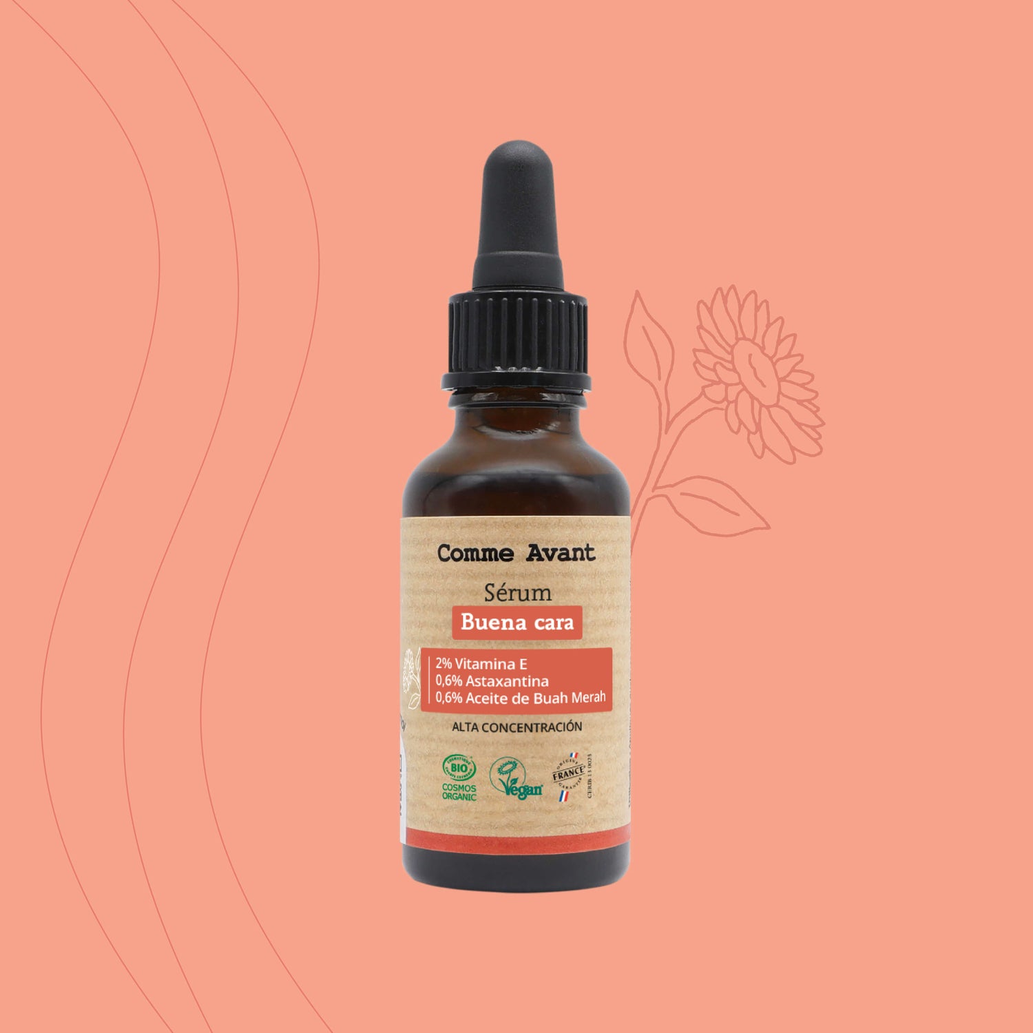 Sérum Buena cara Vitamina E Astaxantina Aceite de Buah Merah Comme Avant