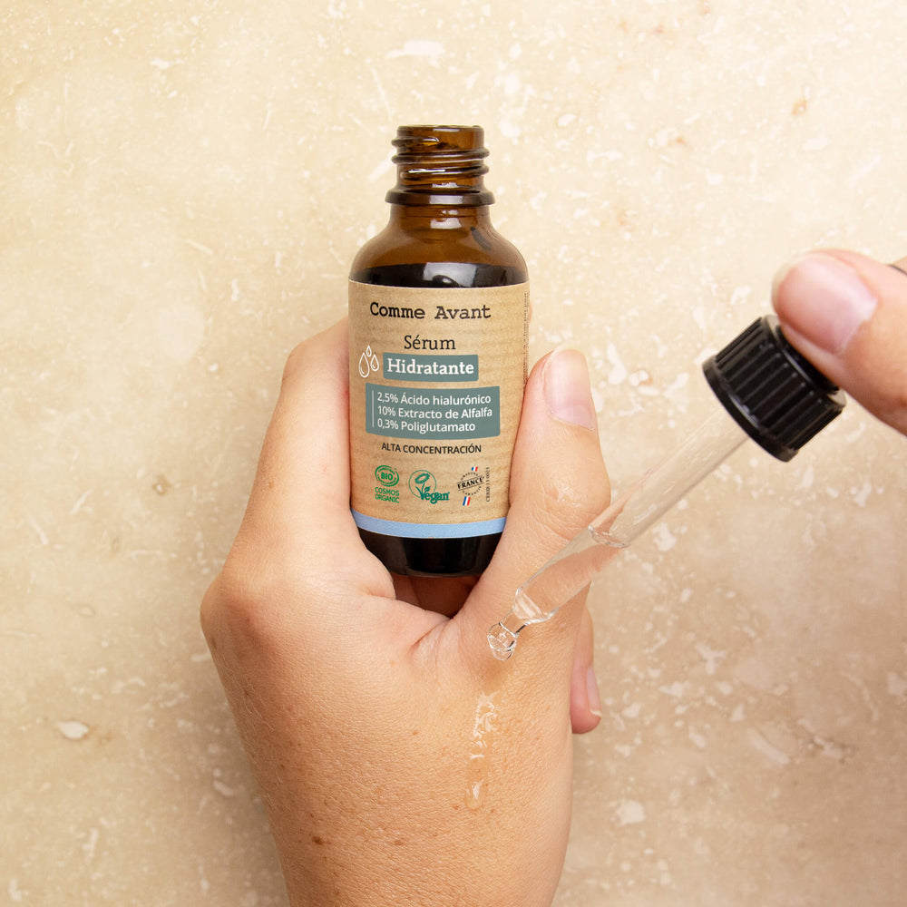 Utilizacion sérum Hidratante Ácido hialurónico alta concentración Extracto de Alfalfa Poliglutamato Comme Avant