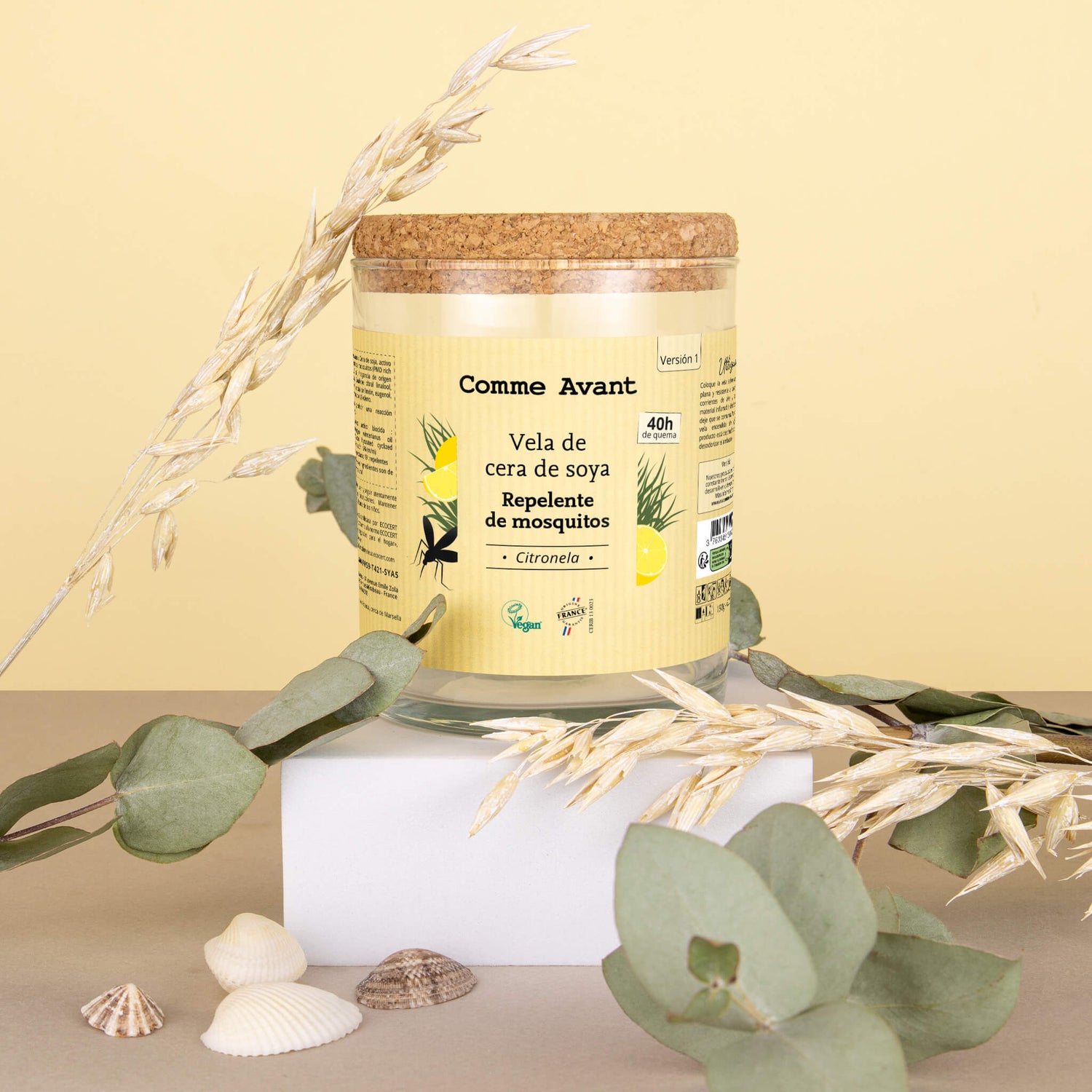 Vela repelente de mosquitos comme avant con cera de soya