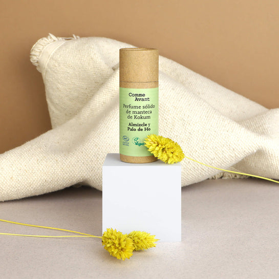 perfume natural sólido comme avant almizcle y palo de ho