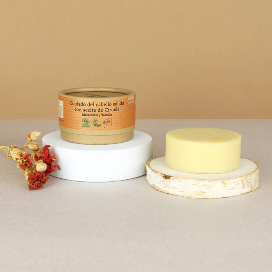 Cuidado del cabello sólido con aceite de Ciruela melocotón y vanilla  Comme Avant