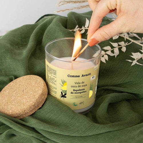 Uso de la vela repelente de mosquitos con cera de soya Comme Avant