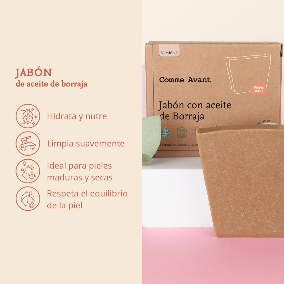 jabon con aceite de borraja comme avant