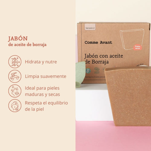 jabon con aceite de borraja comme avant