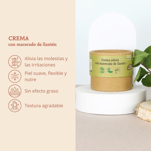 crema solida con macerado de llantén