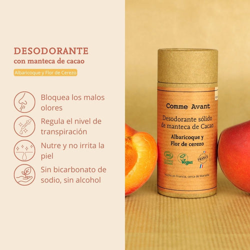 desodorante de manteca de cacao albaricoque y flor de cerezo 