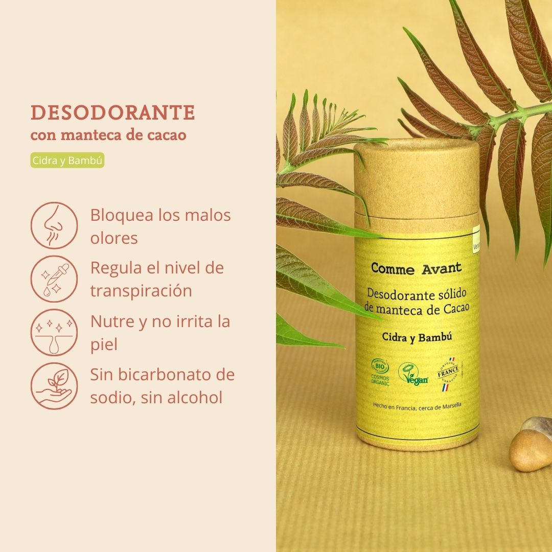desodorante de manteca de cacao cidra y bambu