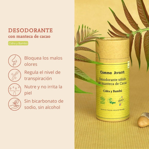 desodorante de manteca de cacao cidra y bambu