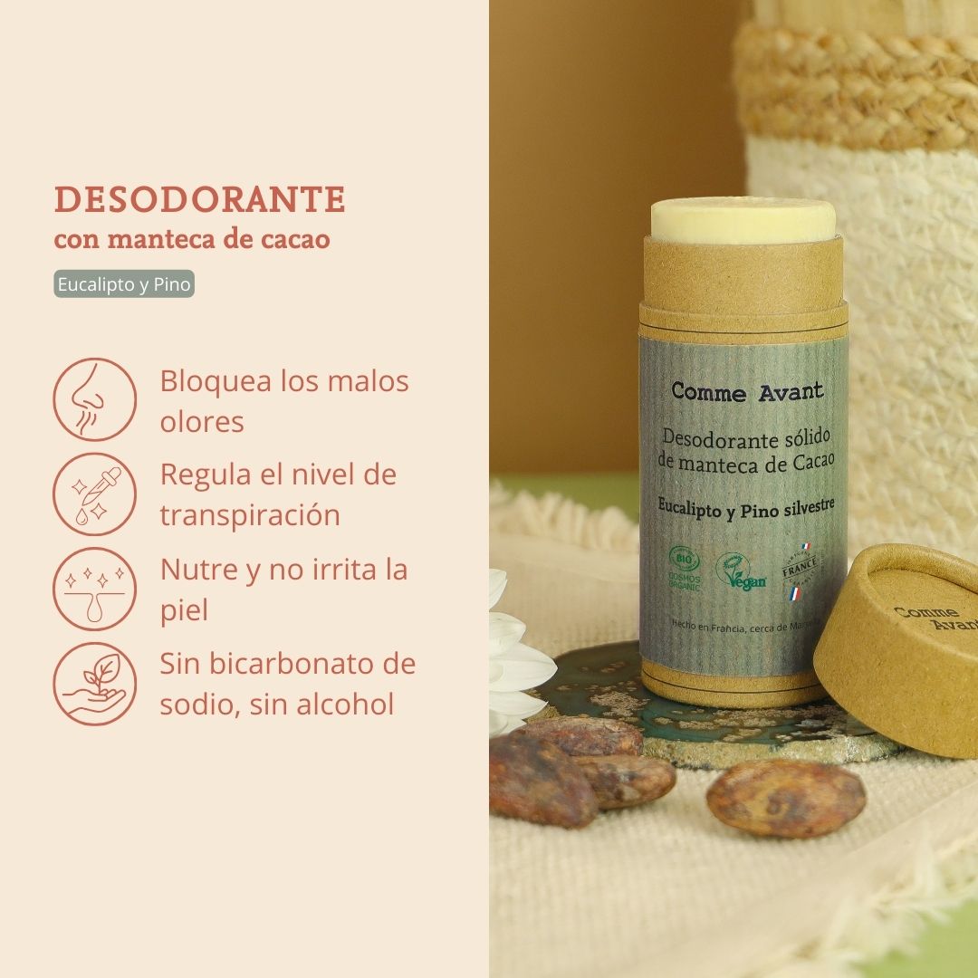 desodorante de manteca de cacao eucalipto y pino