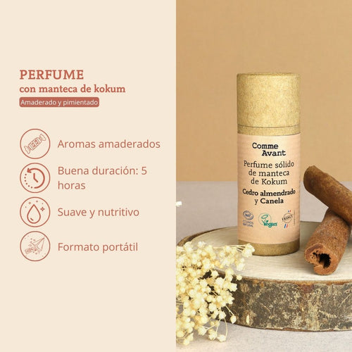Perfume solido de manteca de kokum amaderado y pimientado comme avant