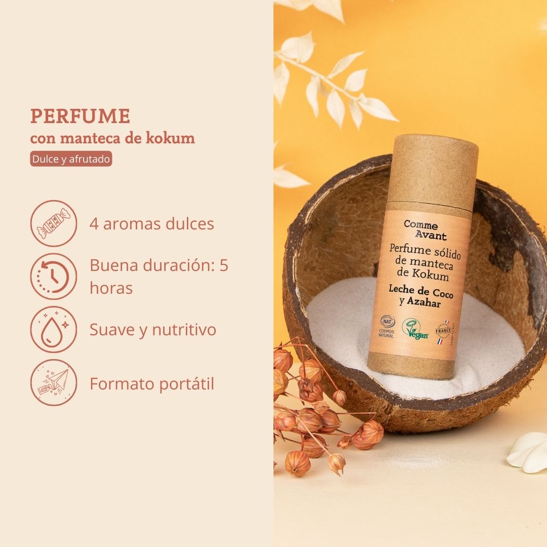 Perfume solido de manteca de kokum dulce y afrutado comme avant 