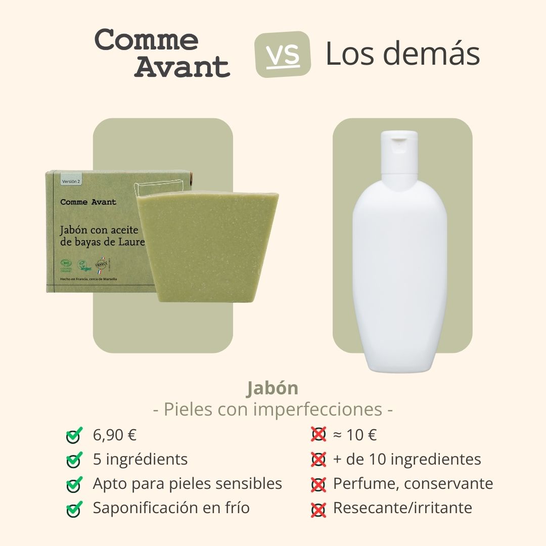  Jabón orgánico natural para pieles atópicas con tendencia acneica, rostro y cuerpo 