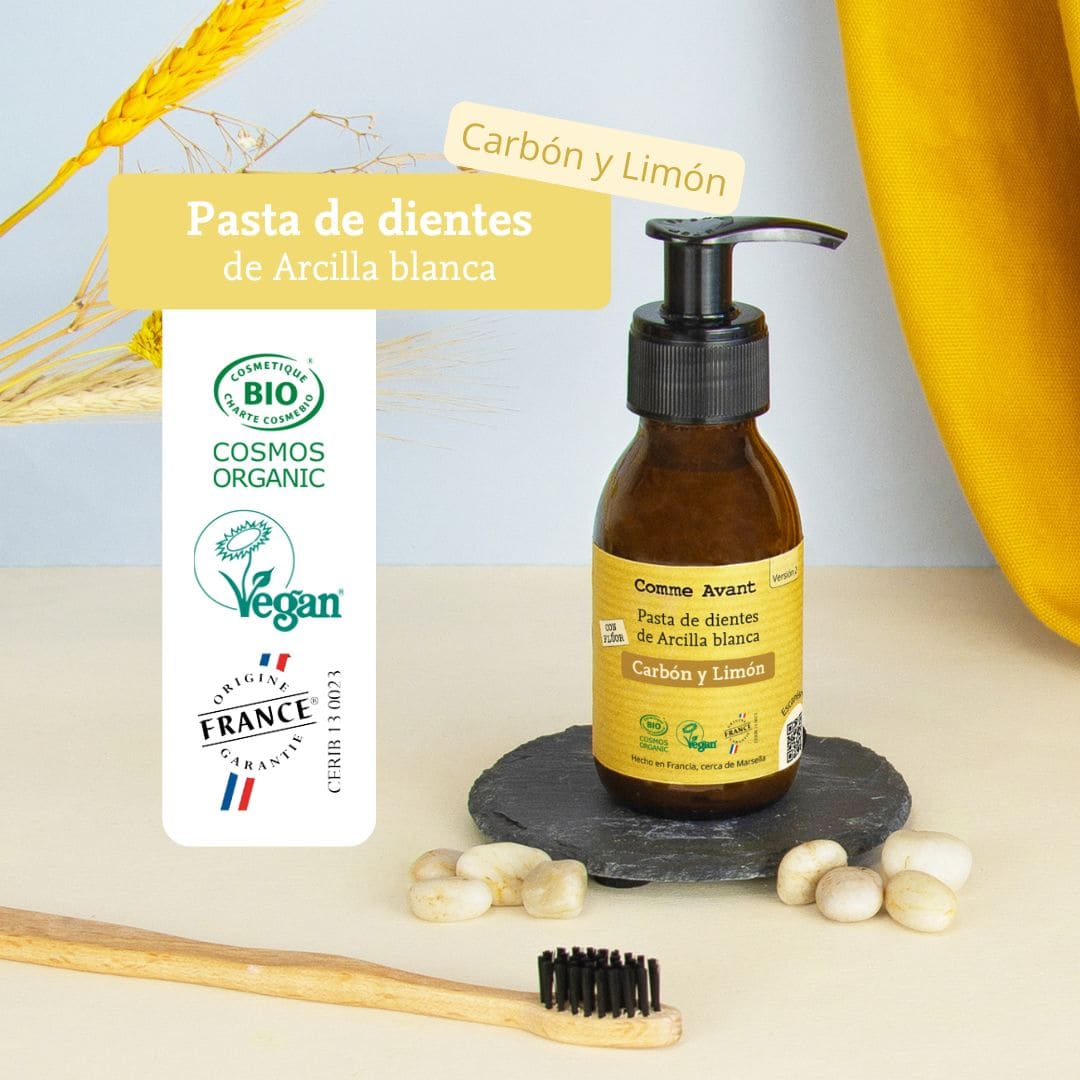pasta de dientes de arcilla blanca carbon y limon comme avant