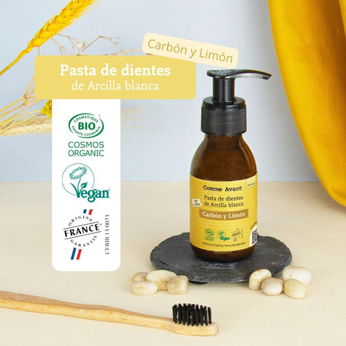 pasta de dientes de arcilla blanca carbon y limon comme avant
