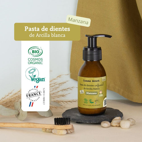 pasta de dientes de arcilla blanca y manzana comme avant
