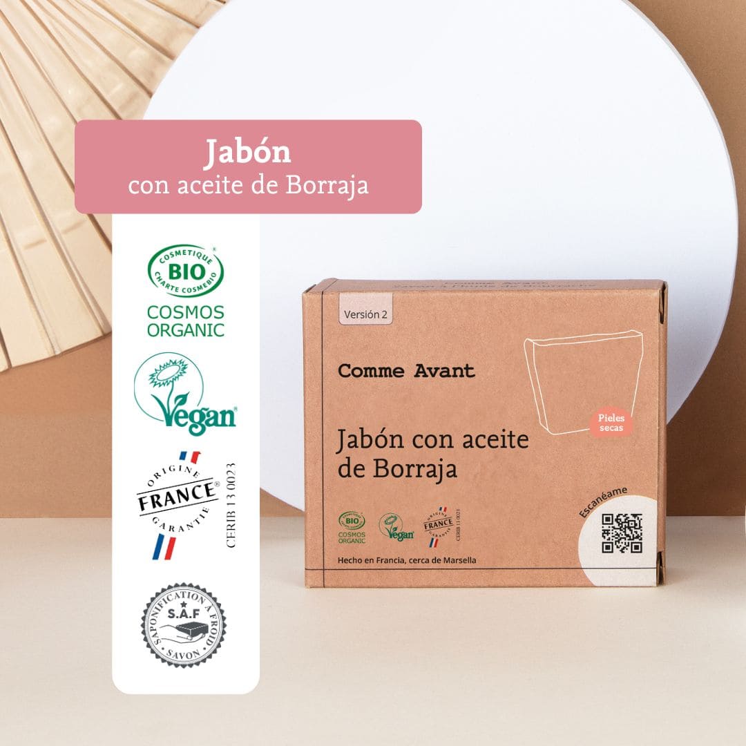 jabón natural con aceite de borraja comme avant