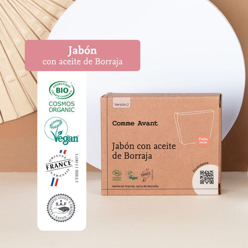 jabón natural con aceite de borraja comme avant