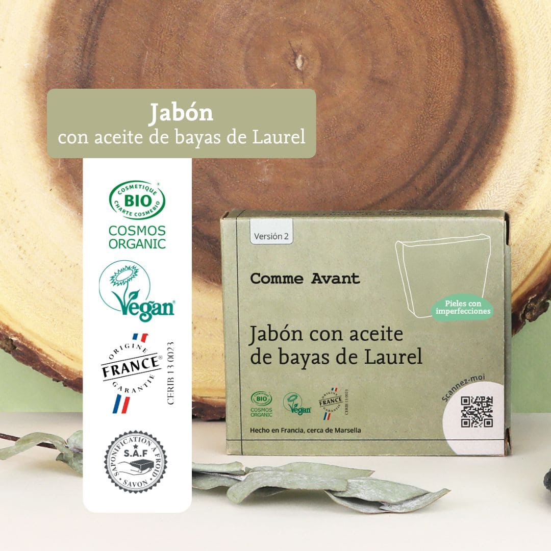 jabon con aceite de bayas de laurel comme avant