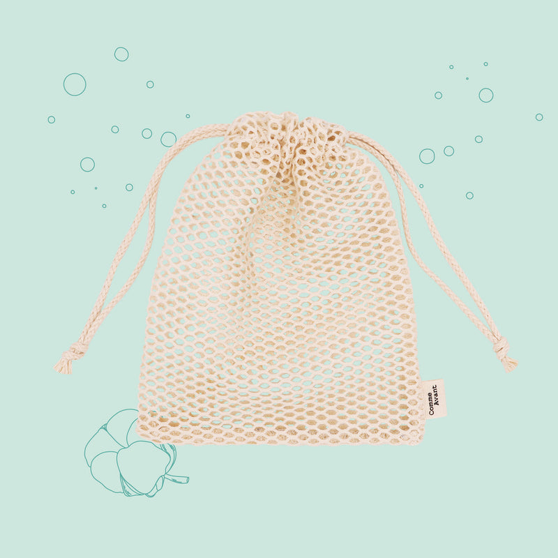 Filet à savon en coton biologique comme avant