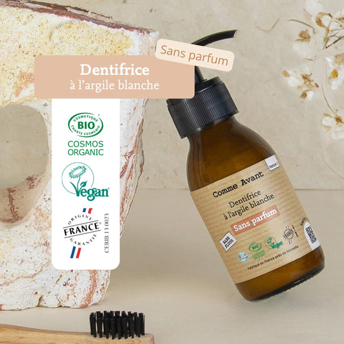 Label dentifrice sans parfum comme avant