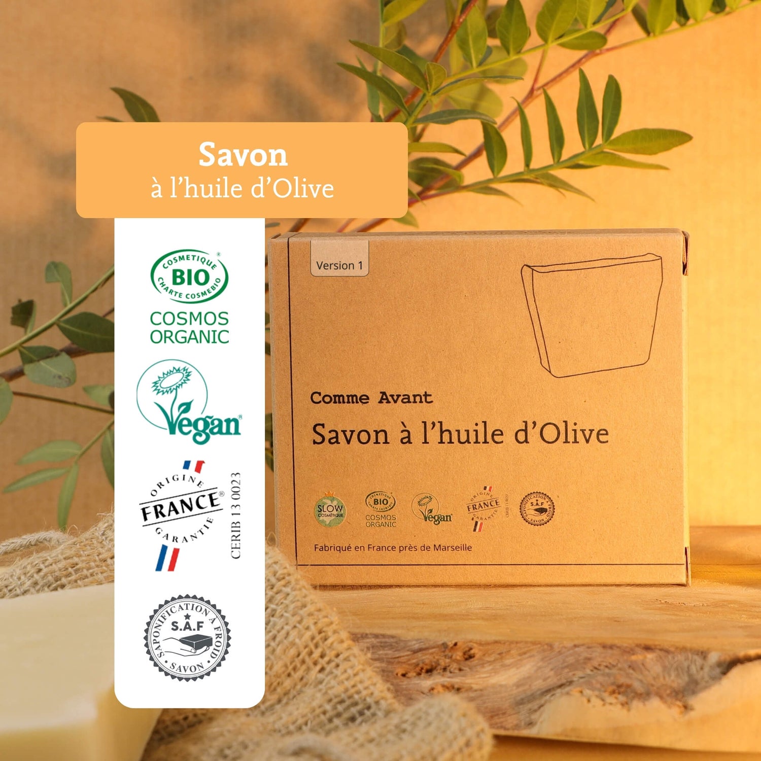 Label savon olive comme avant