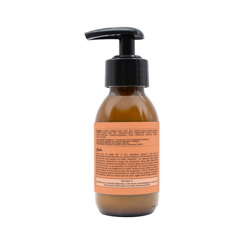 Crème solaire minérale liquide SPF50 peche et abricot