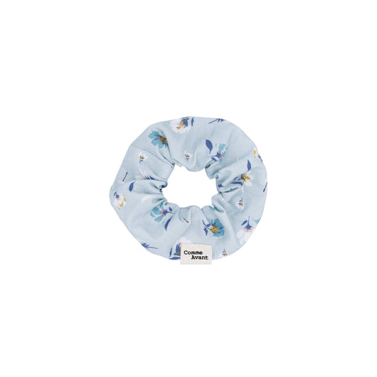 Chouchou en coton biologique petit format Motif bleu fleuri Comme avant