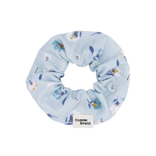 Chouchou en coton biologique grand format Motif bleu fleuri Comme avant