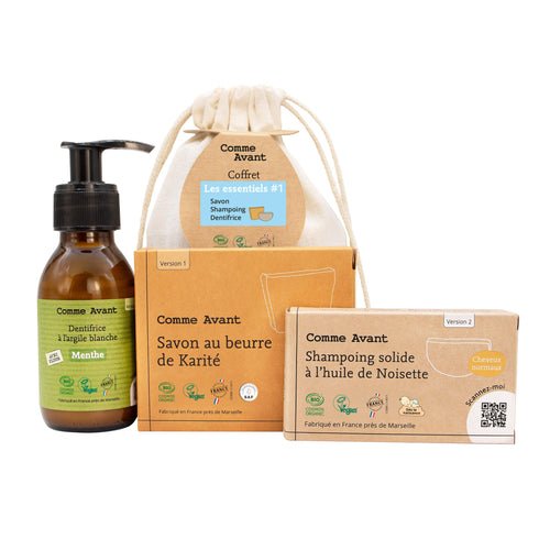 #1 - Jabón karité - Champú avellana - Pasta de dientes menta