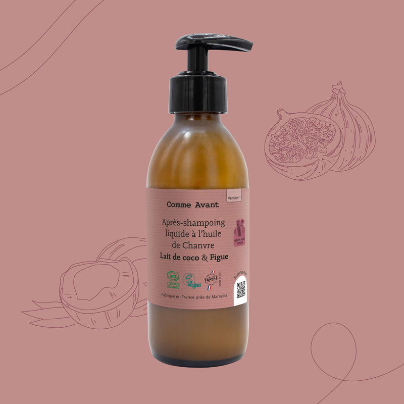 Après-shampoing liquide parfumé Lait de coco et figue