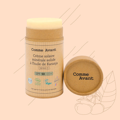 Crème solaire SPF50 minérale solide à l'huile de karanja - Version 3