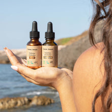 Paillettes minérales bronze et champagne plage comme avant