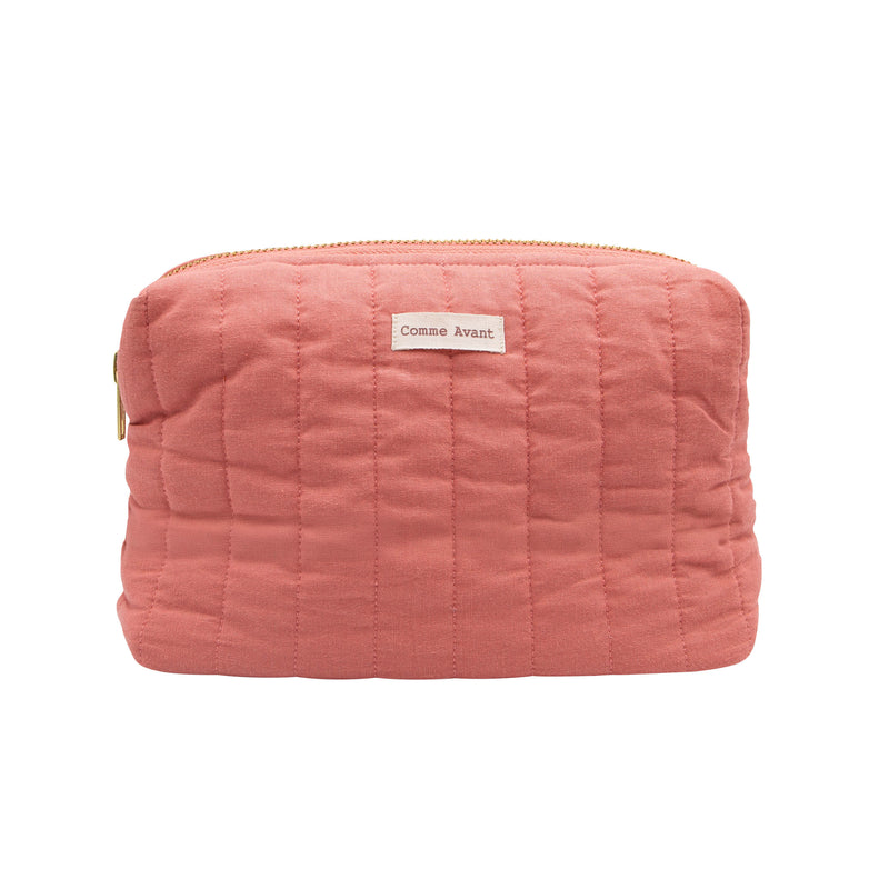 Trousse de Toilette rose Matelassée en coton bio